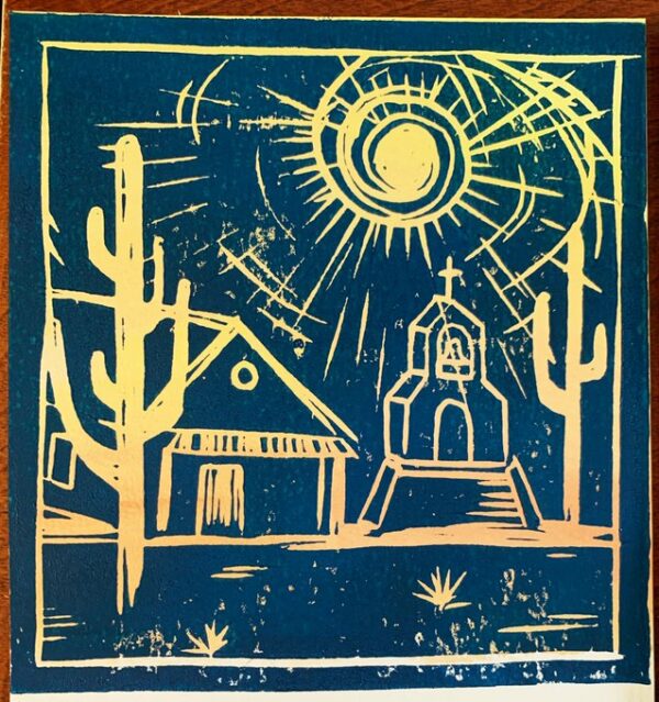 Desert Mission - Linocut Print
