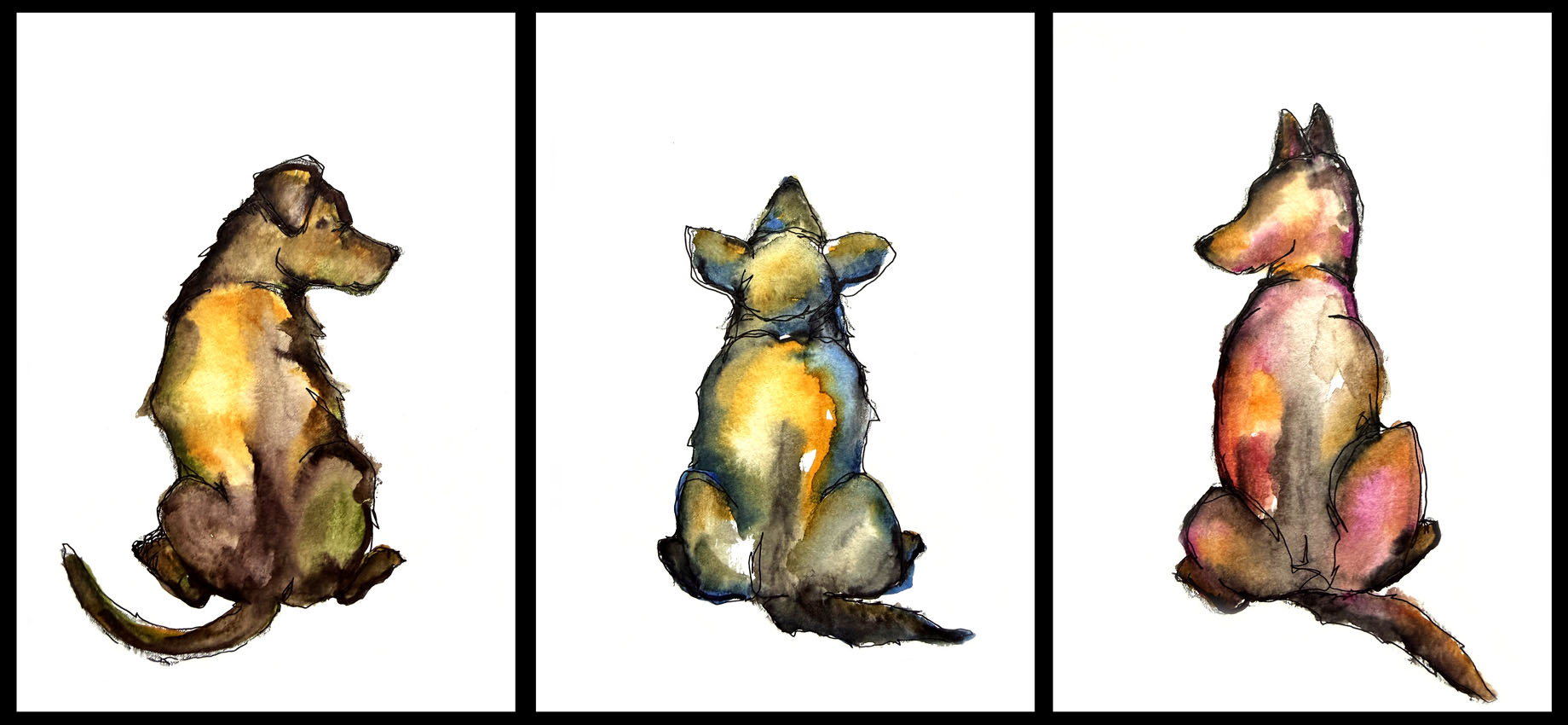 Watercolor Dogs - Framed